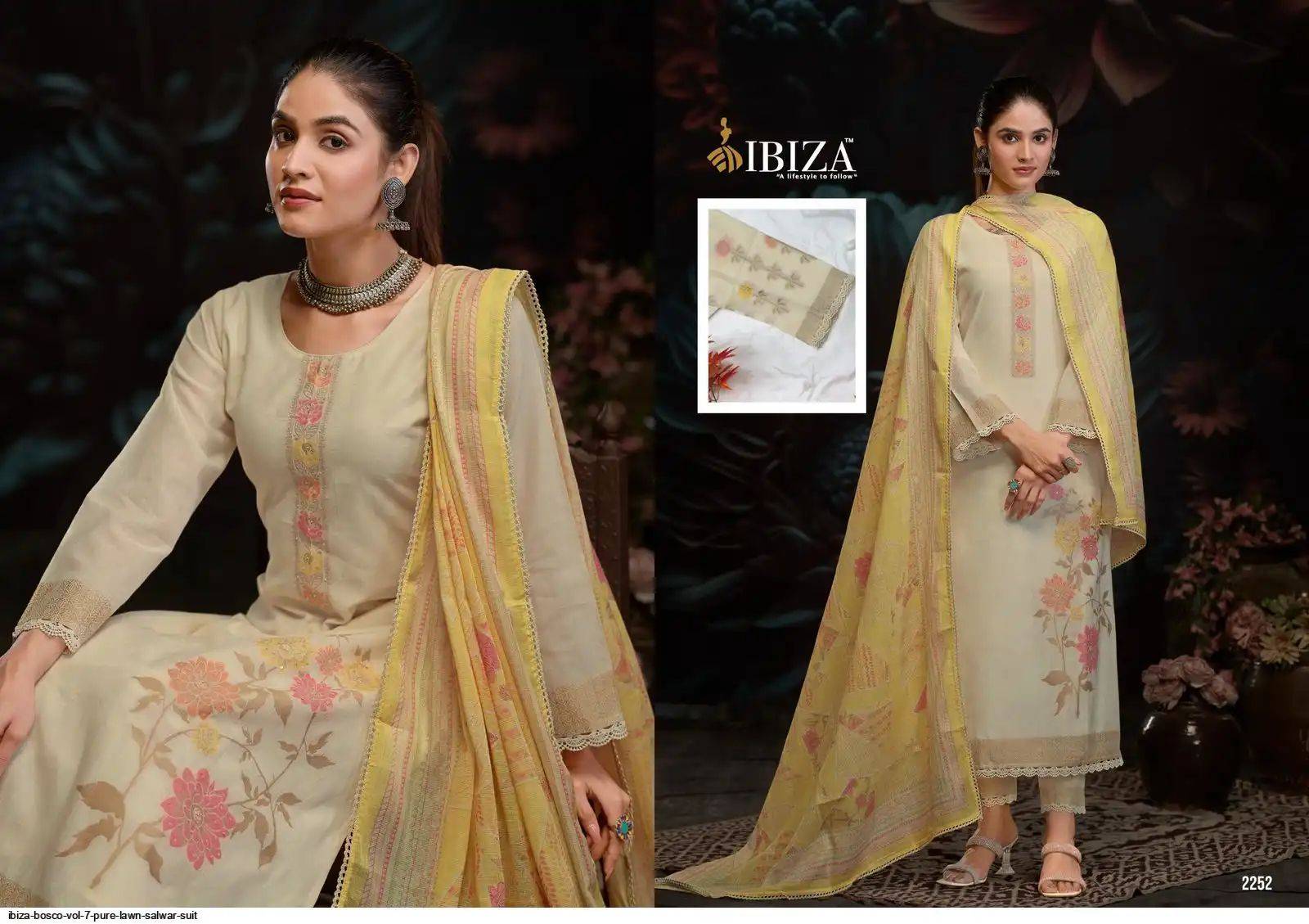 Ibiza bosco vol 7 lawn cotton dress material in wholesale rate